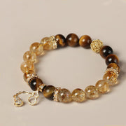 Buddha Stones Natural Tiger Eye Citrine Beads Fortune Gourd Strength Bracelet