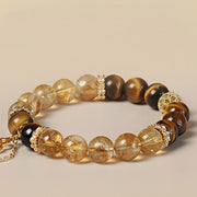 Buddha Stones Natural Tiger Eye Citrine Beads Fortune Gourd Strength Bracelet Bracelet BS 2