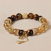 Buddha Stones Natural Tiger Eye Citrine Beads Fortune Gourd Strength Bracelet Bracelet BS 1