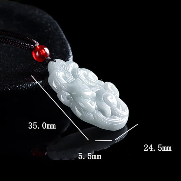 Buddha Stones Natural Jade Nine-tailed Fox Luck Necklace Pendant Necklaces & Pendants BS 7