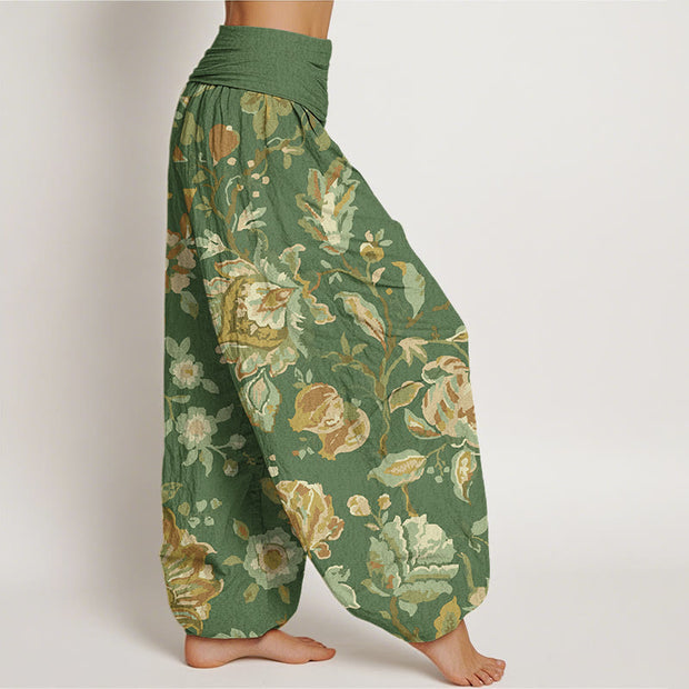 Buddha Stones Casual Blooming Flowers Buds Design Women's Elastic Waist Harem Pants - image 7