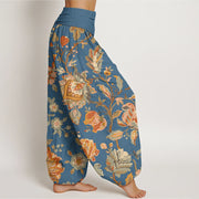Buddha Stones Casual Blooming Flowers Buds Design Women's Elastic Waist Harem Pants - image 10