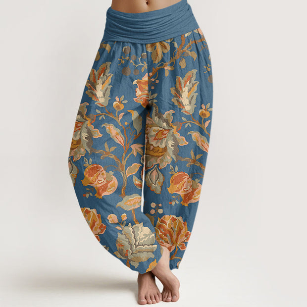 Buddha Stones Casual Blooming Flowers Buds Design Women's Elastic Waist Harem Pants - CornflowerBlue - US22，UK/AU26，EU54 (6XL) - image 8