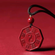 Buddha Stones Natural Cinnabar Bagua Taishang Laojun Fu Character Calm Necklace Pendant