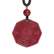 Buddha Stones Natural Cinnabar Bagua Taishang Laojun Fu Character Calm Necklace Pendant