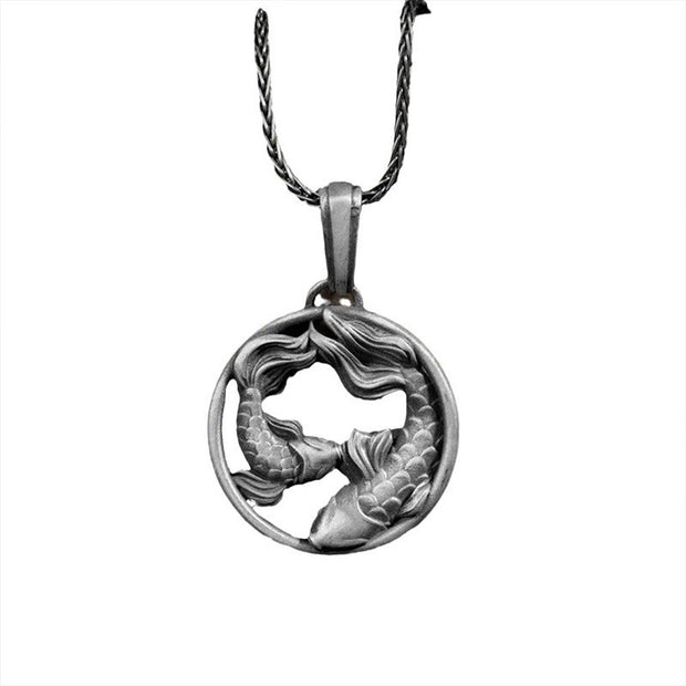 Buddha Stones Pure Tin Pisces Double Koi Fish Wealth Necklace Pendant Necklaces & Pendants BS 3