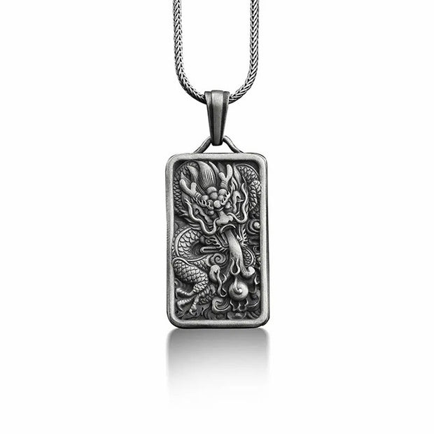 Buddha Stones Pure Tin Dragon Success Protection Necklace Pendant Necklaces & Pendants BS 1