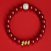 Buddha Stones Cinnabar Bead Hetian Jade Year Of The Snake Blessing Bracelet Bracelet BS 2