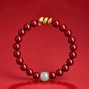 Buddha Stones Cinnabar Bead Hetian Jade Year Of The Snake Blessing Bracelet Bracelet BS 1