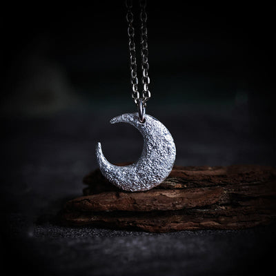 Buddha Stones 999 Sterling Silver Moon Balance Necklace Pendant