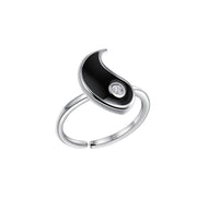 Buddha Stones Yin Yang Titanium Steel Cuff Balance Couple Ring Ring BS 8