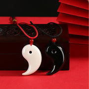 Buddha Stones Yin Yang Tai Chi Diagram Hetian Jade Luck Necklace Pendant Necklaces & Pendants BS 7