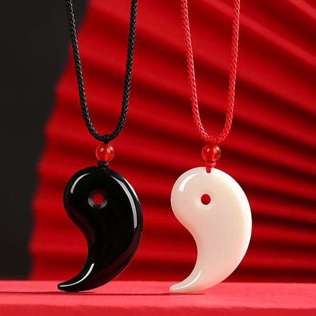 Buddha Stones Yin Yang Tai Chi Diagram Hetian Jade Luck Necklace Pendant Necklaces & Pendants BS 3