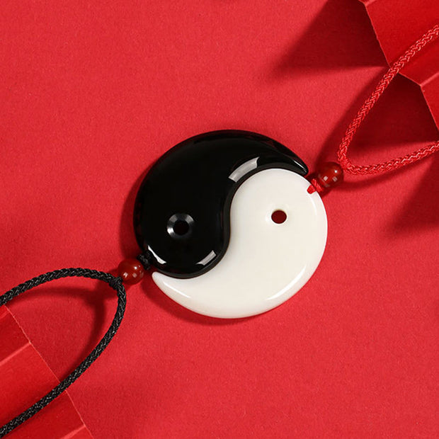 Buddha Stones Yin Yang Tai Chi Diagram Hetian Jade Luck Necklace Pendant Necklaces & Pendants BS 1