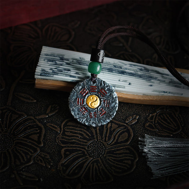 Buddha Stones 999 Sterling Silver 24k Gold Bagua Tai Chi Yin Yang Design Mountain Ghosts Spend Money Harmony Necklace Pendant