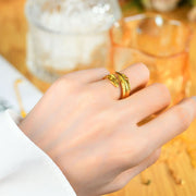 FREE Today: Wealth and Luck River Gold Plated Copper Feather Design Ring