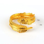 FREE Today: Wealth and Luck River Gold Plated Copper Feather Design Ring