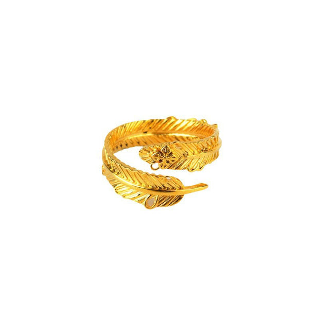 FREE Today: Wealth and Luck River Gold Plated Copper Feather Design Ring