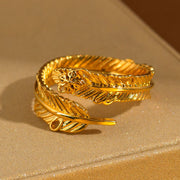 FREE Today: Wealth and Luck River Gold Plated Copper Feather Design Ring