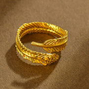 FREE Today: Wealth and Luck River Gold Plated Copper Feather Design Ring