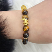 Buddha Stones Citrine Smoky Quartz Tiger Eye Year of the Snake Prosperity Bracelet