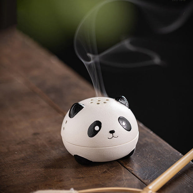 Buddha Stones Cute Panda Healing Ceramic Incense Burner Desk Decoration Incense Burner BS 5