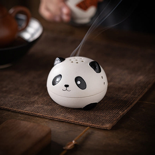 Buddha Stones Cute Panda Healing Ceramic Incense Burner Desk Decoration Incense Burner BS 2