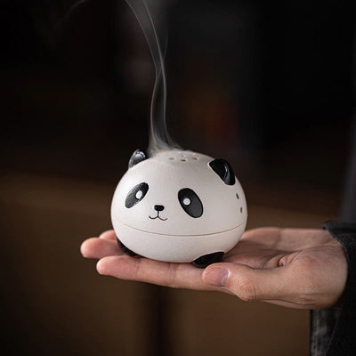 Buddha Stones Cute Panda Healing Ceramic Incense Burner Desk Decoration Incense Burner BS Cute Panda 7.3*7.3*5.6cm