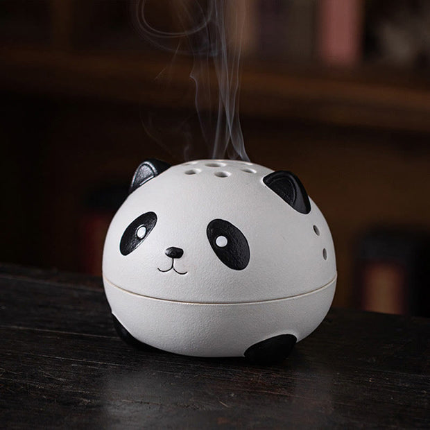 Buddha Stones Cute Panda Healing Ceramic Incense Burner Desk Decoration Incense Burner BS Cute Panda 14.7*14.7*11.5cm