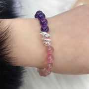 Buddha Stones Amethyst Strawberry Quartz Year of the Snake Inner Peace Bracelet