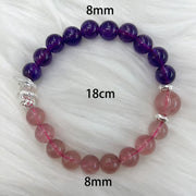 Buddha Stones Amethyst Strawberry Quartz Year of the Snake Inner Peace Bracelet