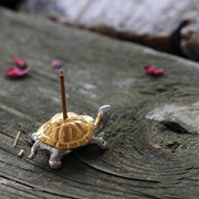 Buddha Stones Alloy Turtle Snail Healing Incense Burner Desk Decoration Incense Burner BS Gold Turtle 3.7*2.2*1.3cm