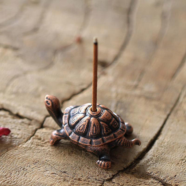 Buddha Stones Alloy Turtle Snail Healing Incense Burner Desk Decoration Incense Burner BS Brown Turtle 3.7*2.2*1.3cm