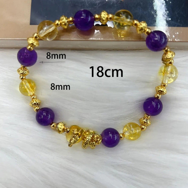 Buddha Stones Citrine Amethyst Year of the Snake Happiness Bracelet