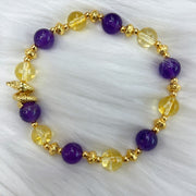 Buddha Stones Citrine Amethyst Year of the Snake Happiness Bracelet