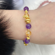 Buddha Stones Citrine Amethyst Year of the Snake Happiness Bracelet