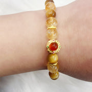 Buddha Stones Citrine Tiger Eye Red Agate Generosity Bracelet