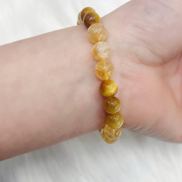 Buddha Stones Citrine Tiger Eye Red Agate Generosity Bracelet