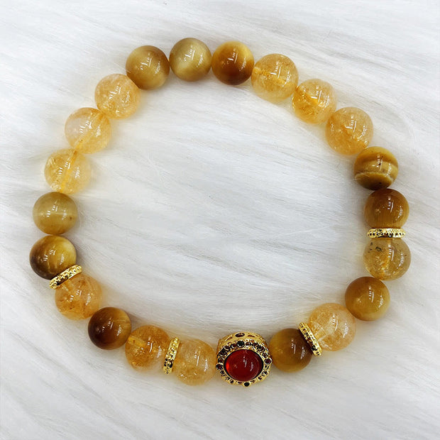 Buddha Stones Citrine Tiger Eye Red Agate Generosity Bracelet