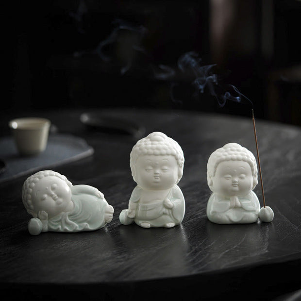 Buddha Stones Buddha Sitting Standing Reclining Ceramic Healing Incense Burner Desk Decoration Incense Burner BS 8