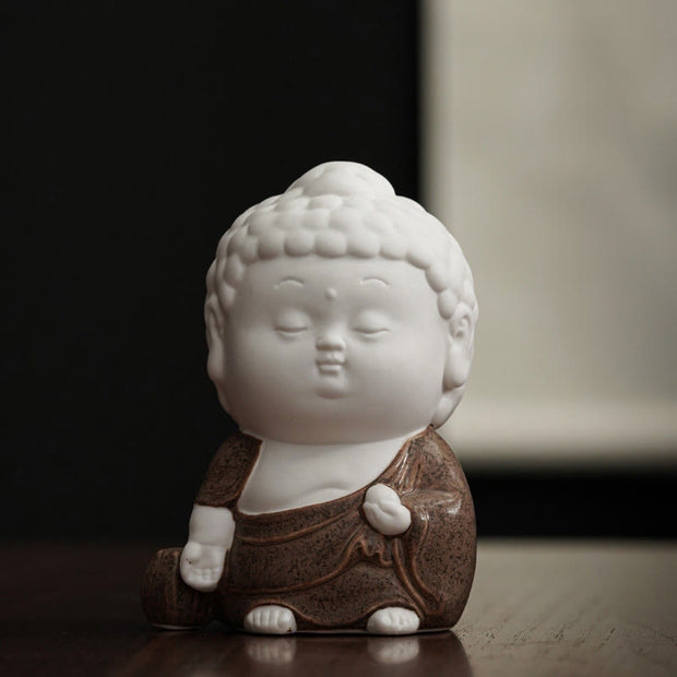 Buddha Stones Buddha Sitting Standing Reclining Ceramic Healing Incense Burner Desk Decoration Incense Burner BS Brown Robe Standing Buddha 7*7*8.5cm