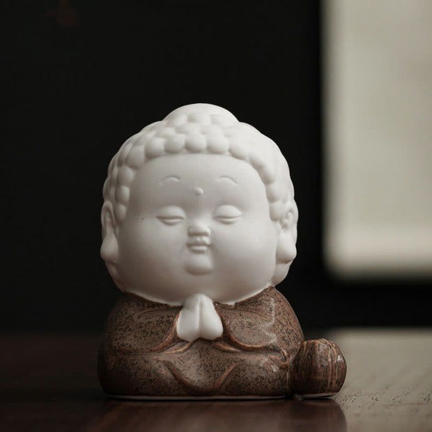 Buddha Stones Buddha Sitting Standing Reclining Ceramic Healing Incense Burner Desk Decoration Incense Burner BS Brown Robe Sitting Buddha 7*7*10cm