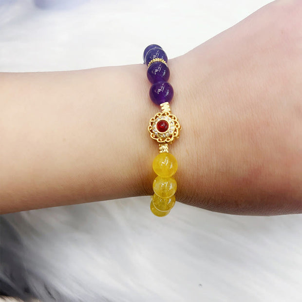 Buddha Stones Citrine Amethyst Pleasure Bracelet