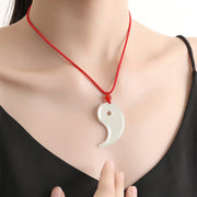 Buddha Stones Yin Yang Tai Chi Diagram Hetian Jade Luck Necklace Pendant