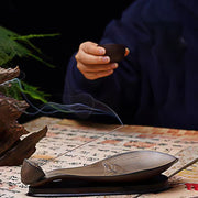 Buddha Stones Lotus Pod Zen Healing Brown Ceramic Stick Incense Burner Decoration Incense Burner BS 8