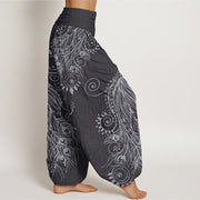 Buddha Stones Casual Peacock Design Women's Elastic Waist Harem Pants Women's Harem Pants BS 9