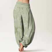 Buddha Stones Casual Branches Spring Flowers Women's Elastic Waist Harem Pants