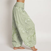 Buddha Stones Casual Branches Spring Flowers Women's Elastic Waist Harem Pants Women's Harem Pants BS 2