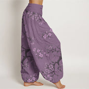 Buddha Stones Casual Branches Spring Flowers Women's Elastic Waist Harem Pants