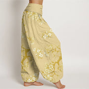 Buddha Stones Casual Branches Spring Flowers Women's Elastic Waist Harem Pants